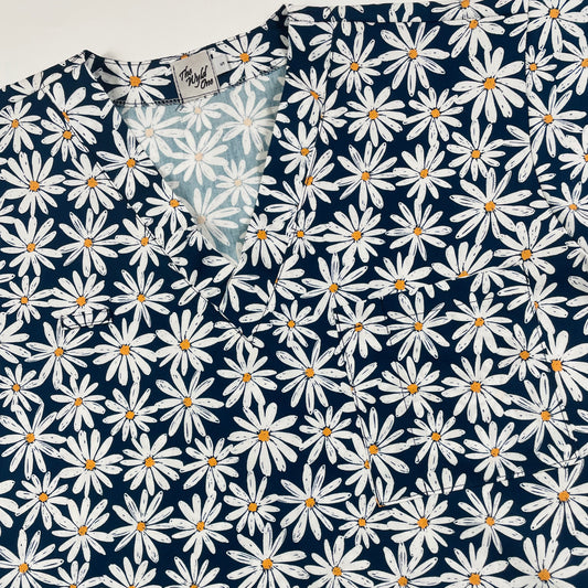White Daises Fun Scrub Top