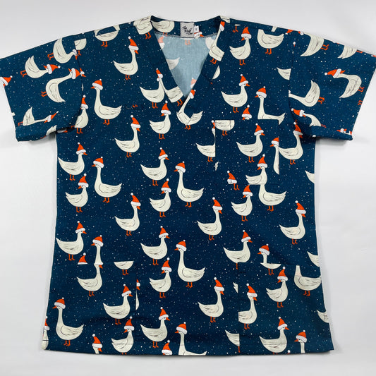 PREORDER - Round 1 - The Christmas Goose Fun Scrub Top - shipping late October