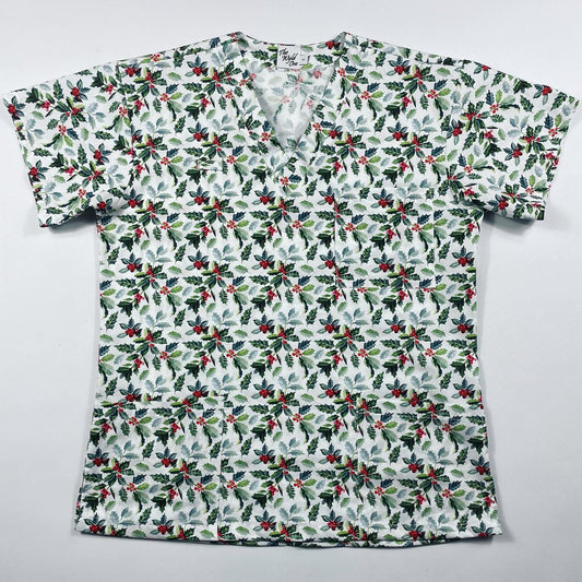 SAMPLE SALE - Holly Fun Scrub Top - relaxed M only!