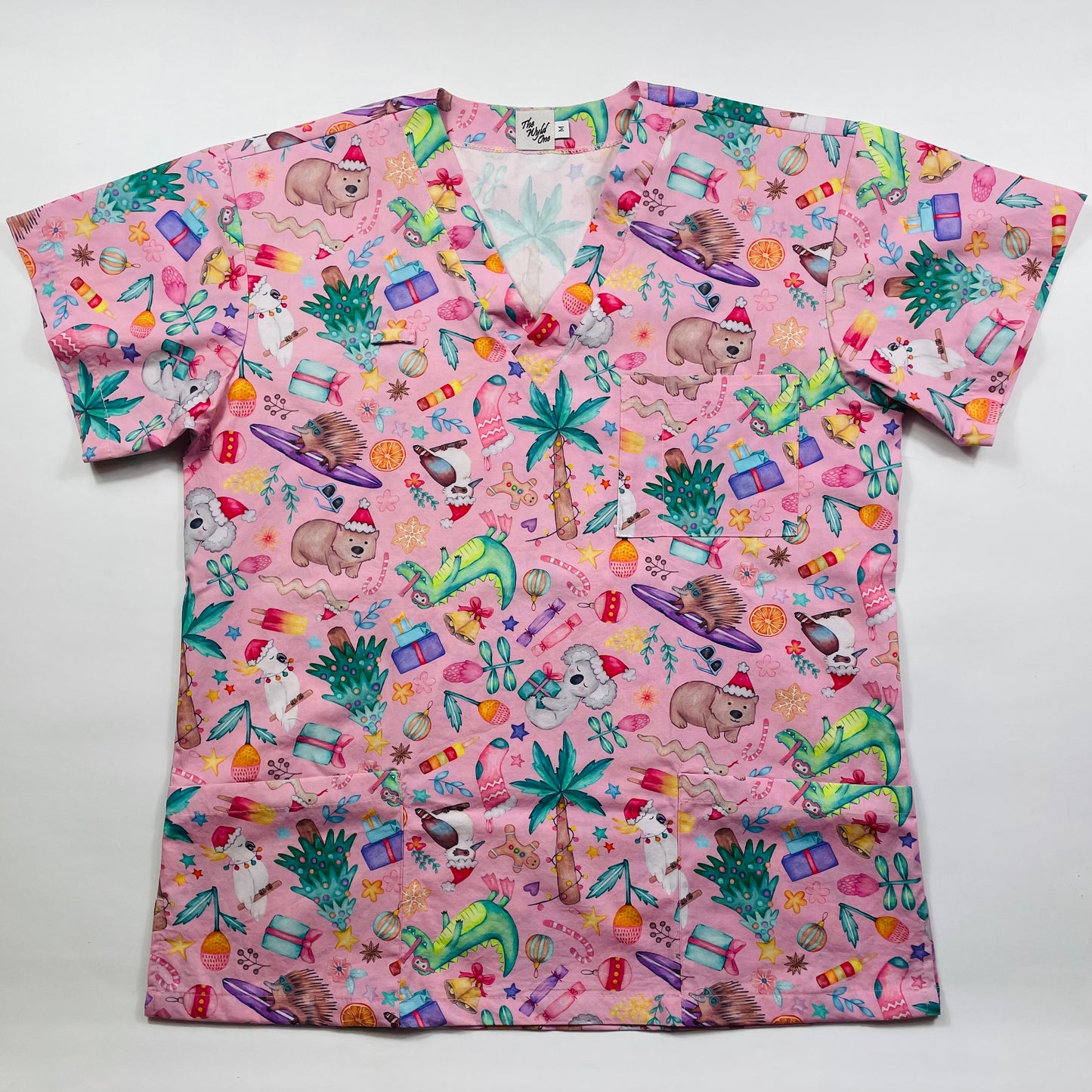 PREORDER - Round 1 - An Aussie Christmas Pink Scrub Sets - shipping late October