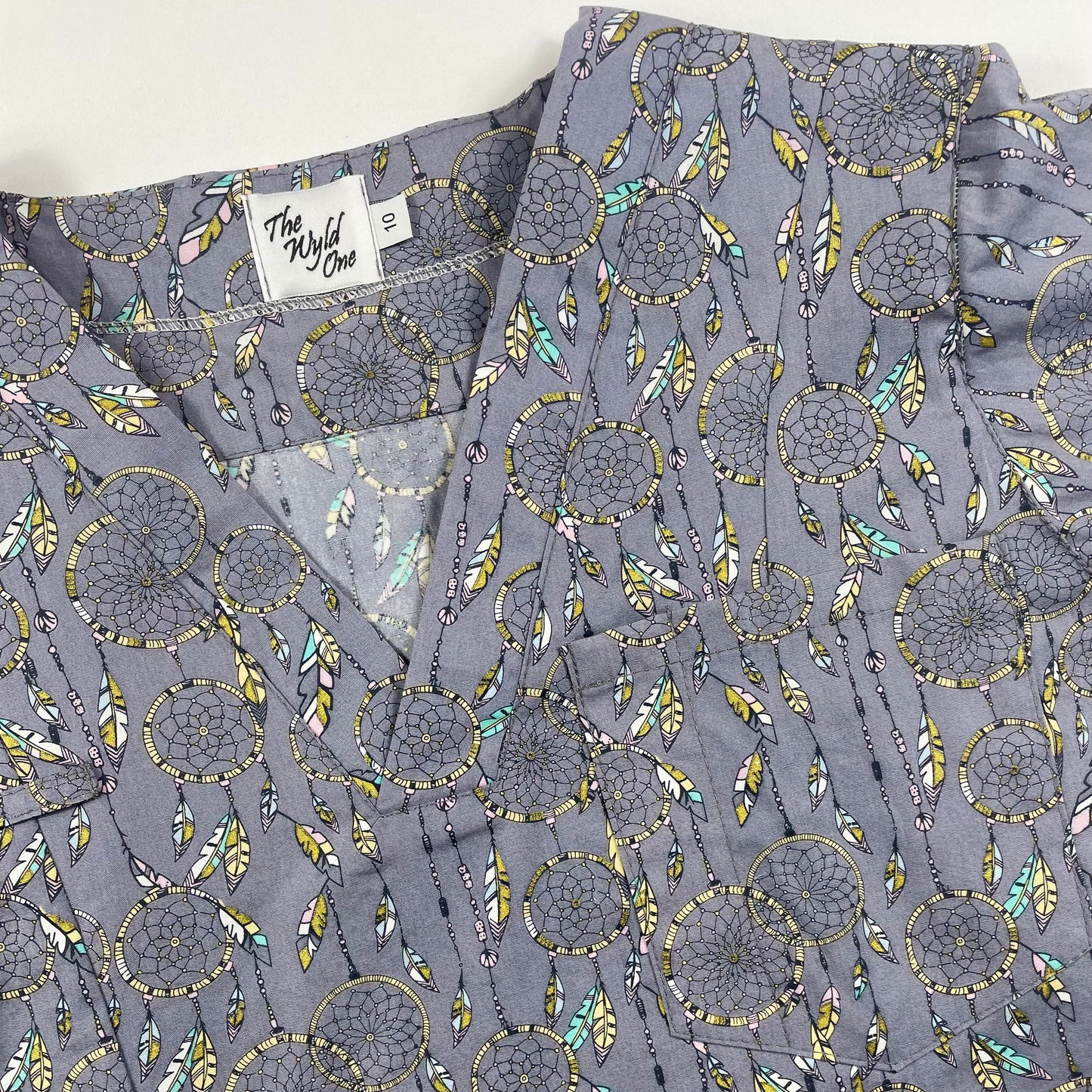 Dreamcatcher Fun Scrub Top - last sizes Relaxed fit S & Princess seam 10!