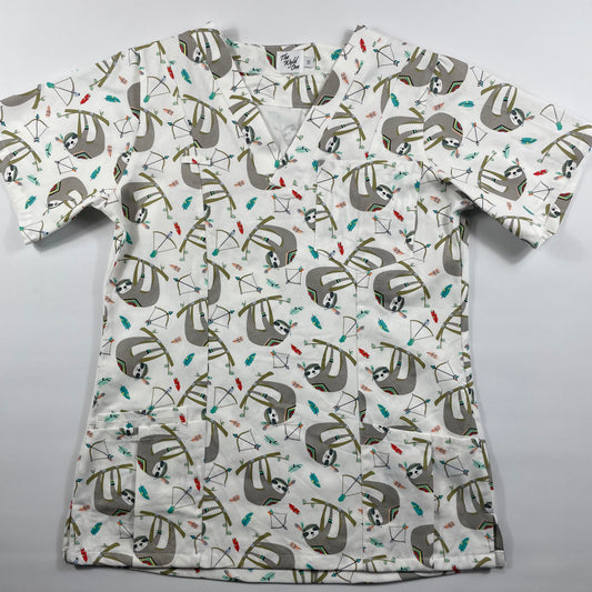 Sloths & Arrows Fun Scrub Top - last one Princess seam 10!