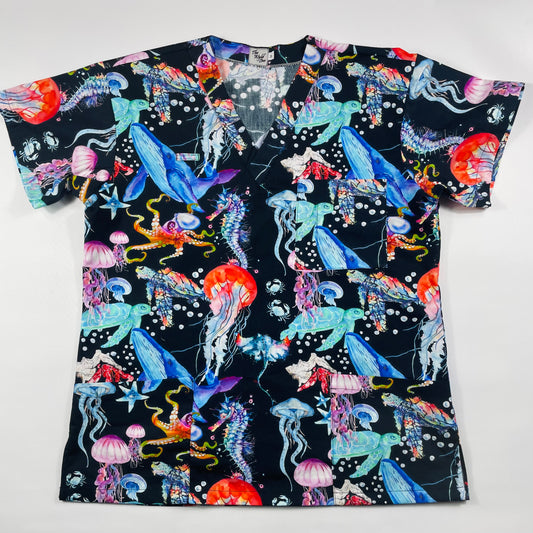Ocean Odyssey Fun Scrub Top