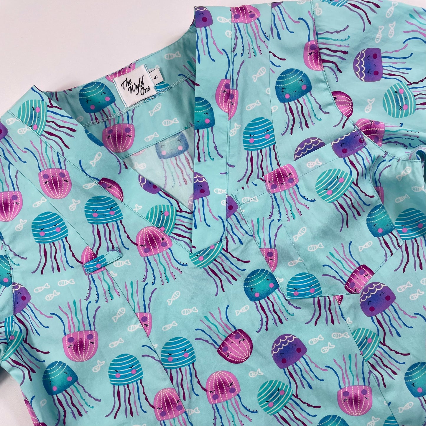 Happy Jellyfish Fun Scrub Top