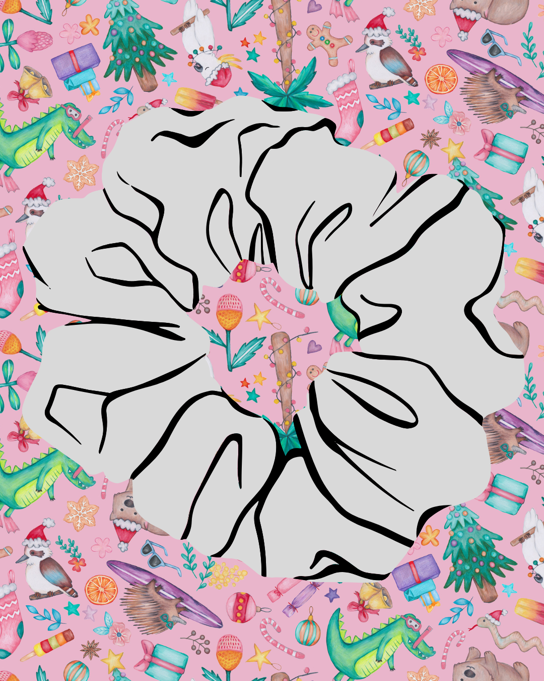 An Aussie Christmas Pink Fun Scrunchie