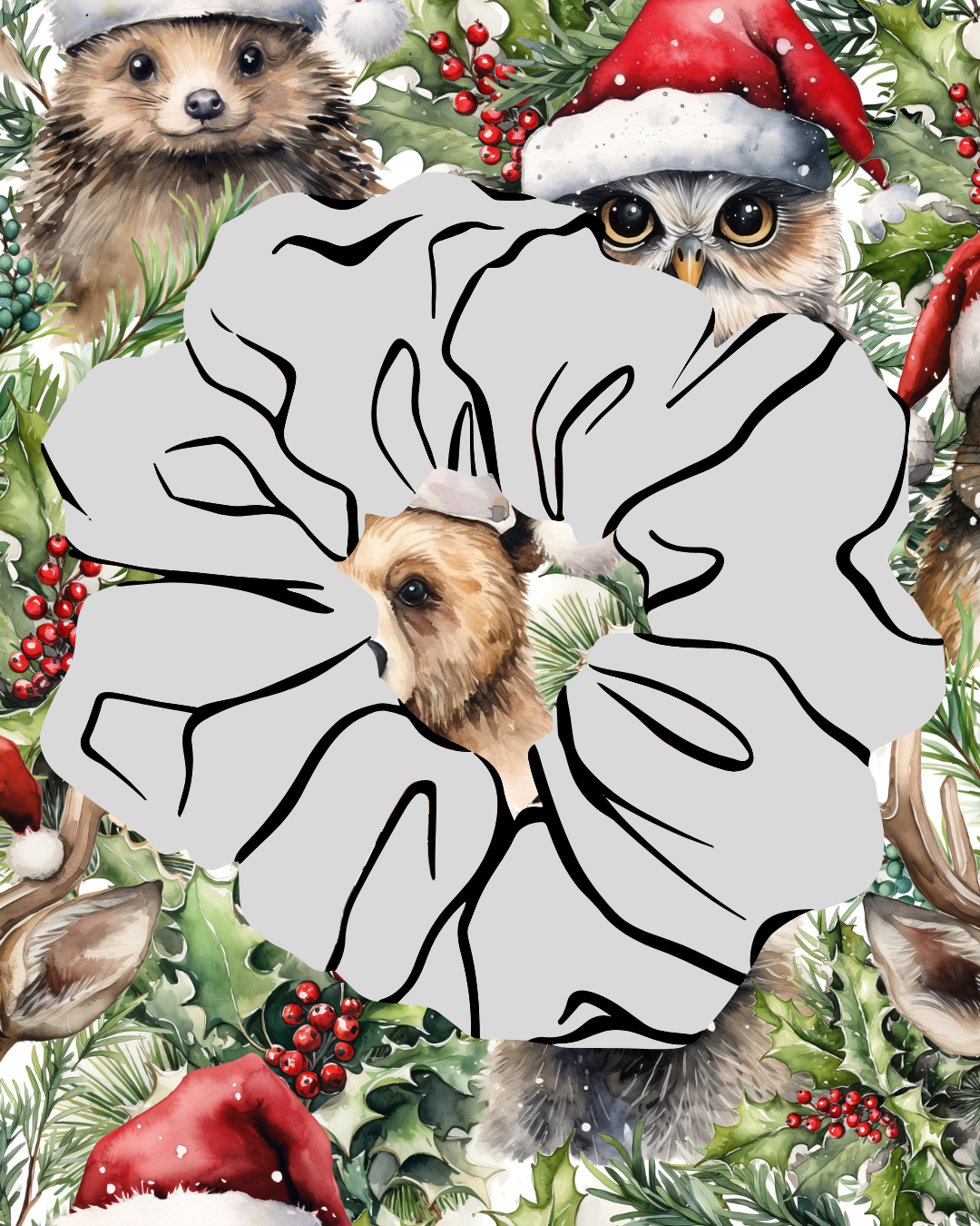Woodland Christmas Fun Scrunchie