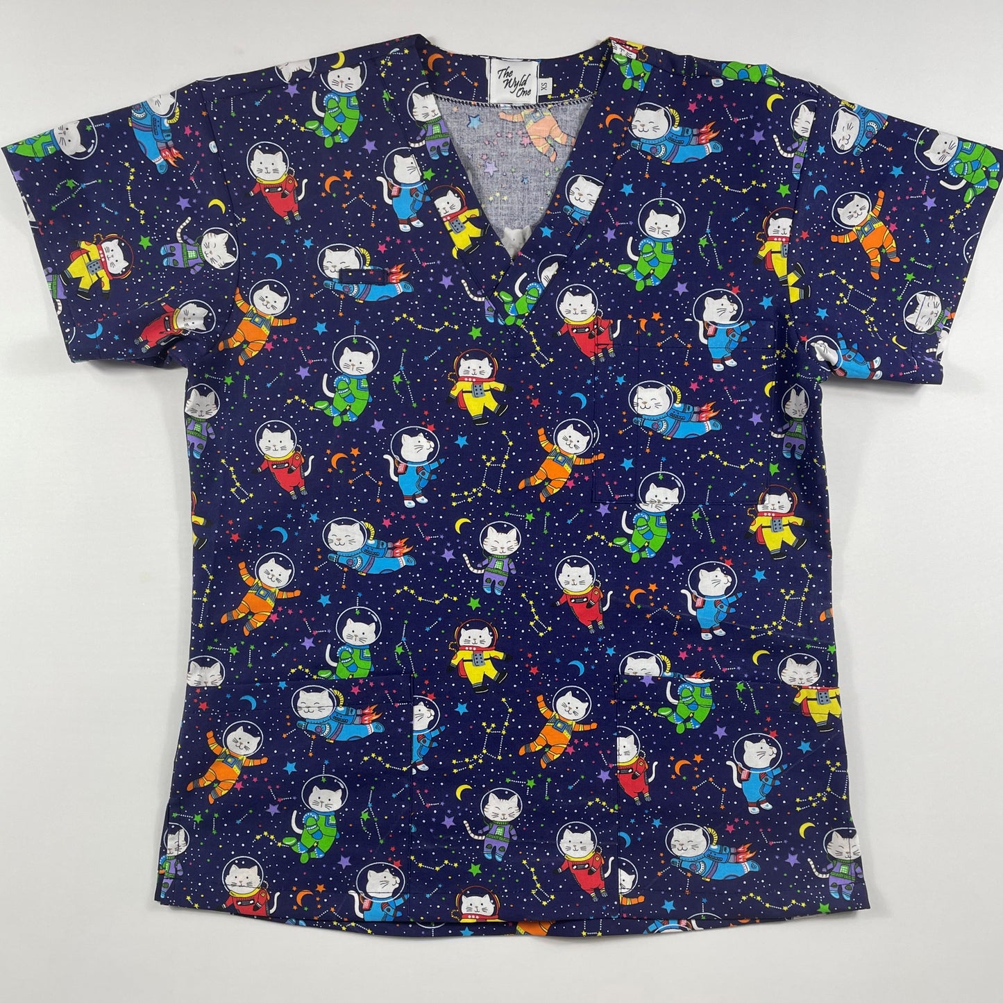 Cat-stronaut Fun Scrub Top - last one Princess seam 8!