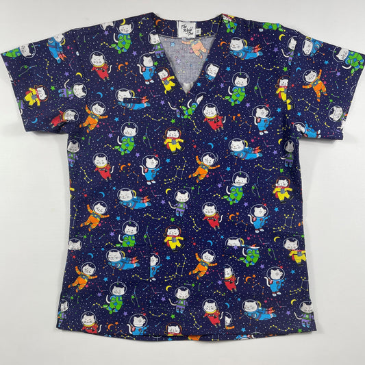 Cat-stronaut Fun Scrub Top - last one Princess seam 8!