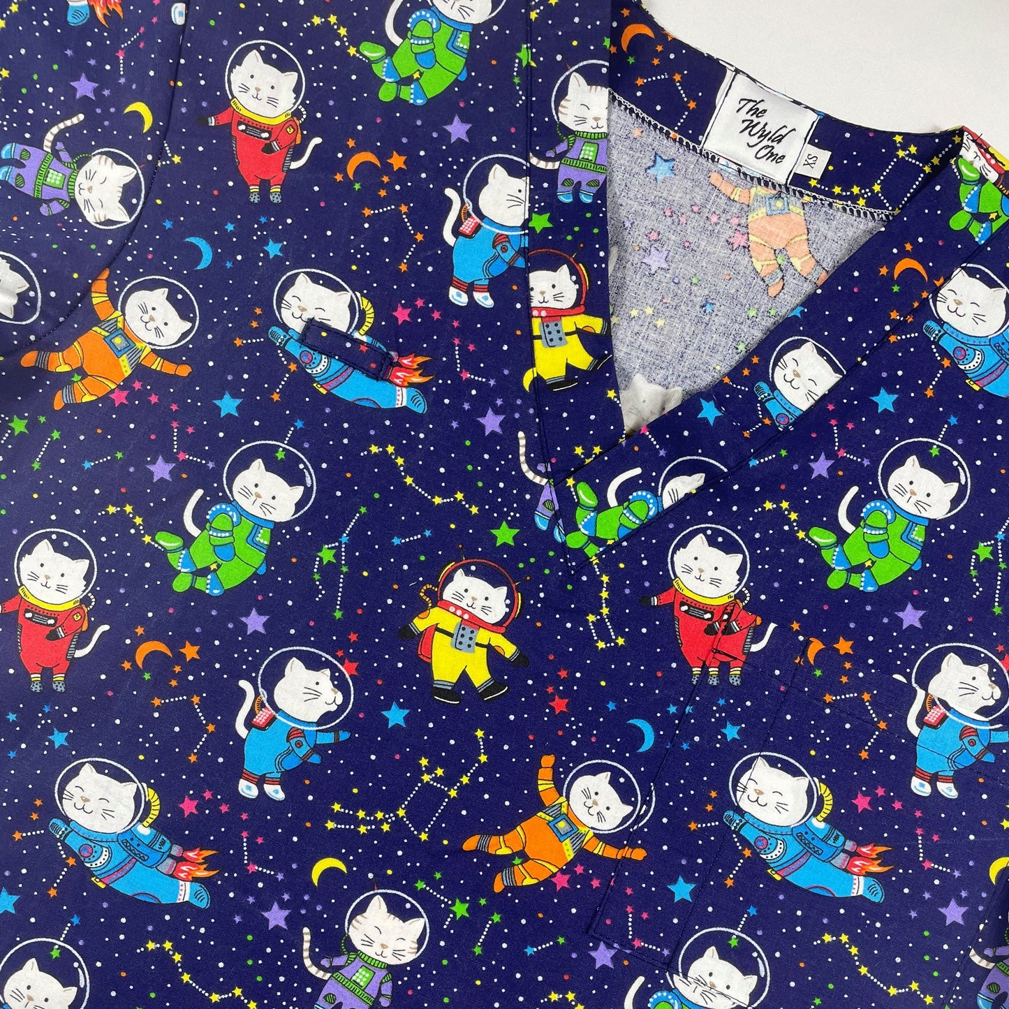 Cat-stronaut Fun Scrub Top - last one Princess seam 8!