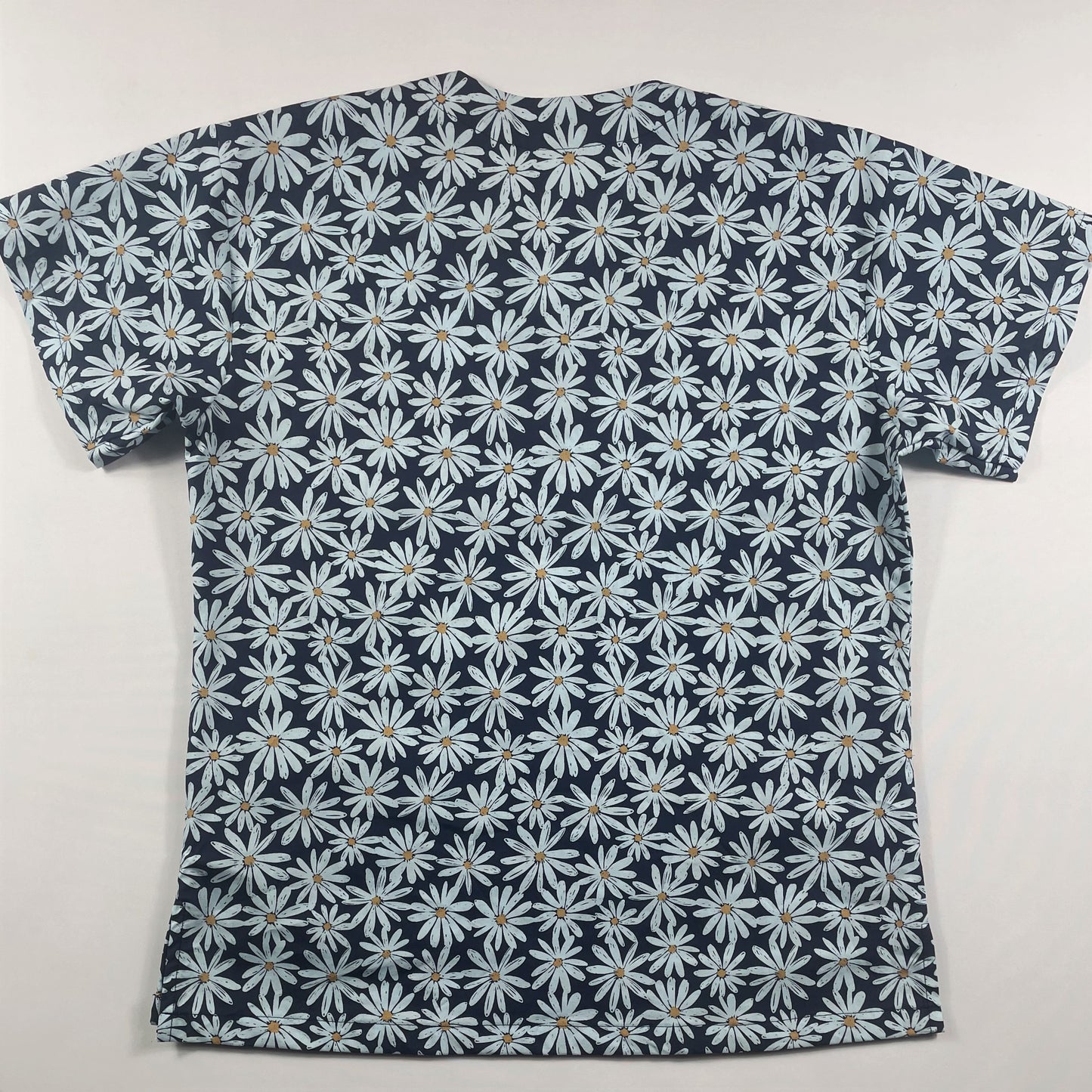 Daisies blue Fun Scrub Top - last one Princess seam 12 (420)!